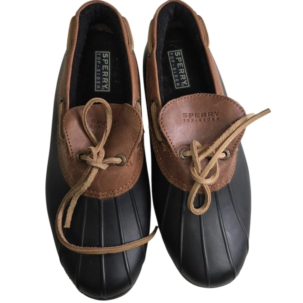 Sperry Saltwater Duck Boot Rain Shoes Womens Black Size 7